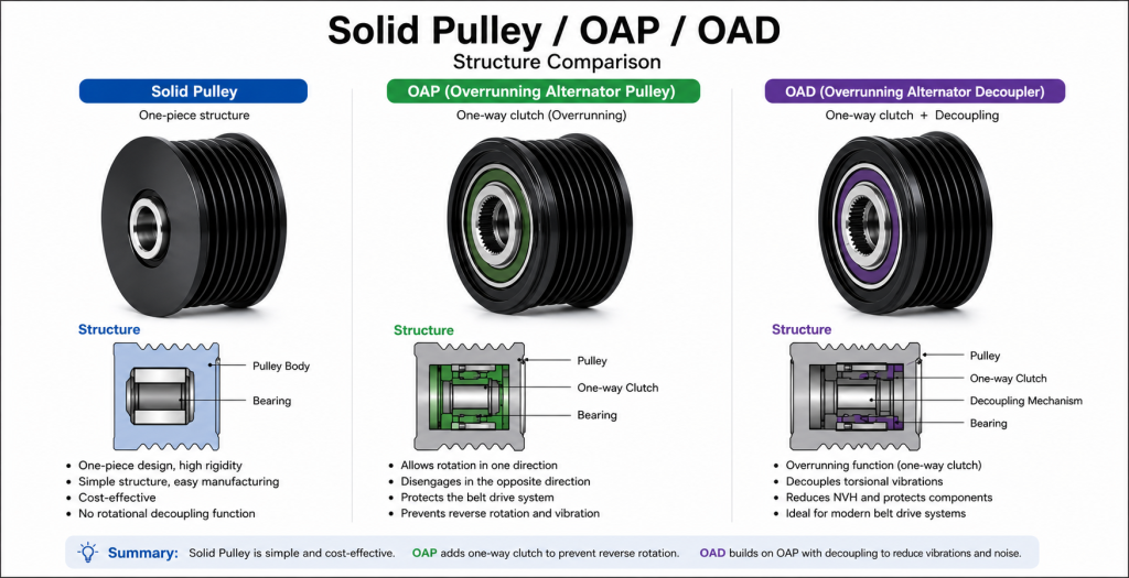Overrunning Alternator Pulley vs. Solid Pulley: What Is the Difference?