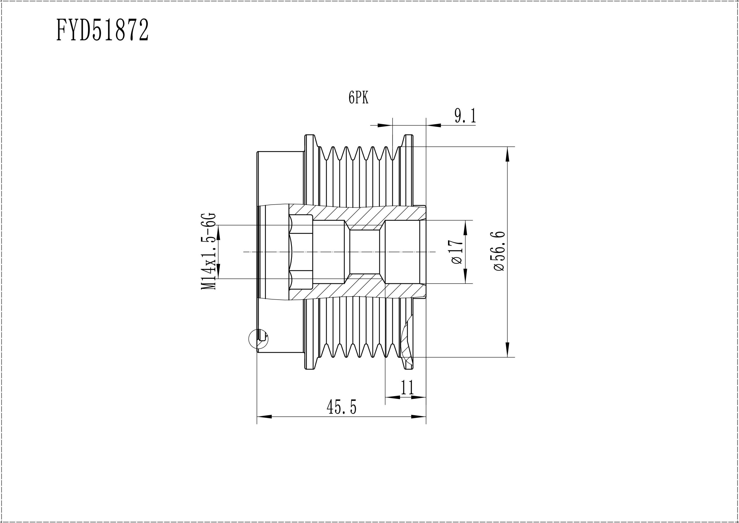 FYD51872 Overrunning Alternator Pulley