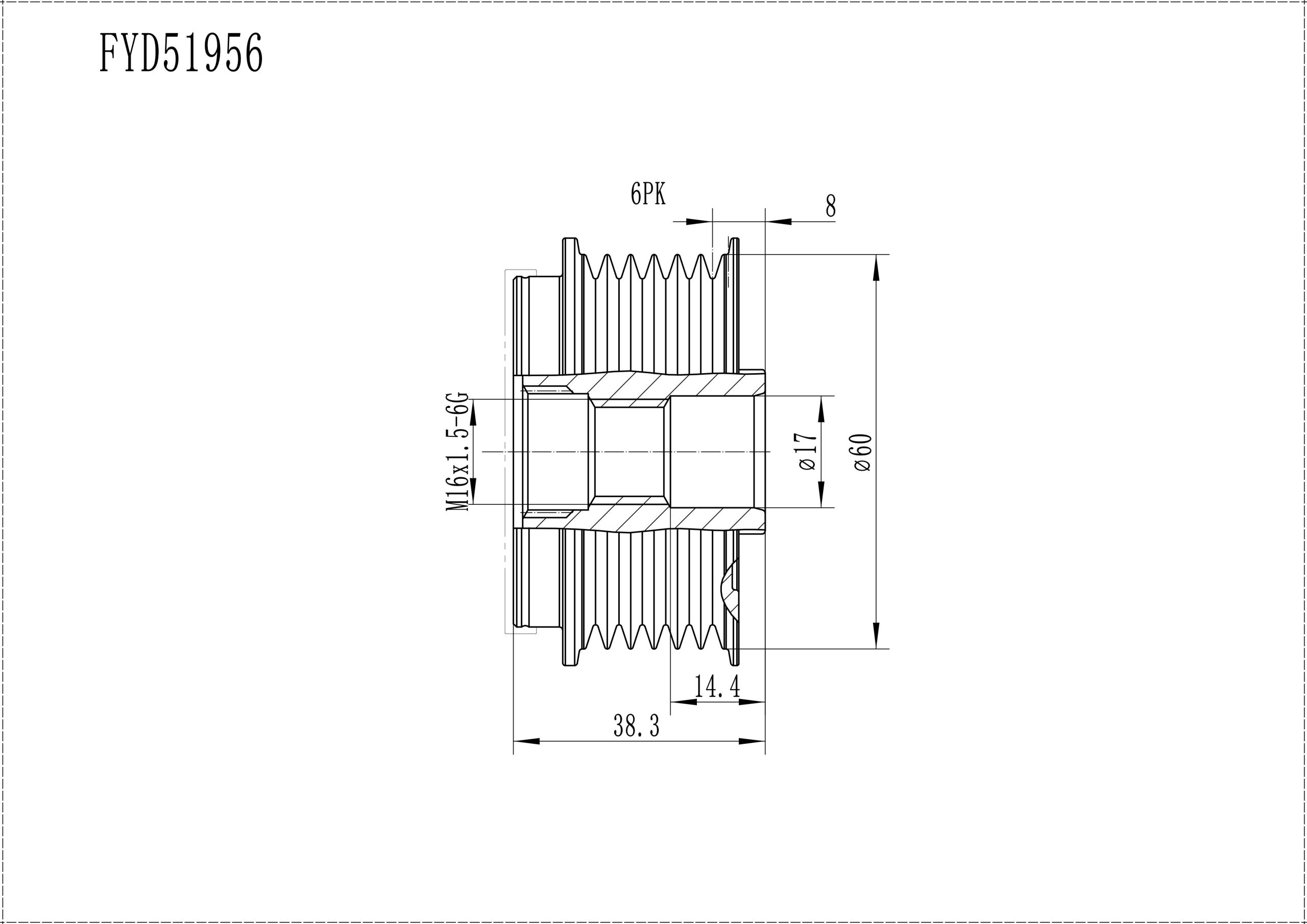 FYD51956 Overrunning Alternator Pulley
