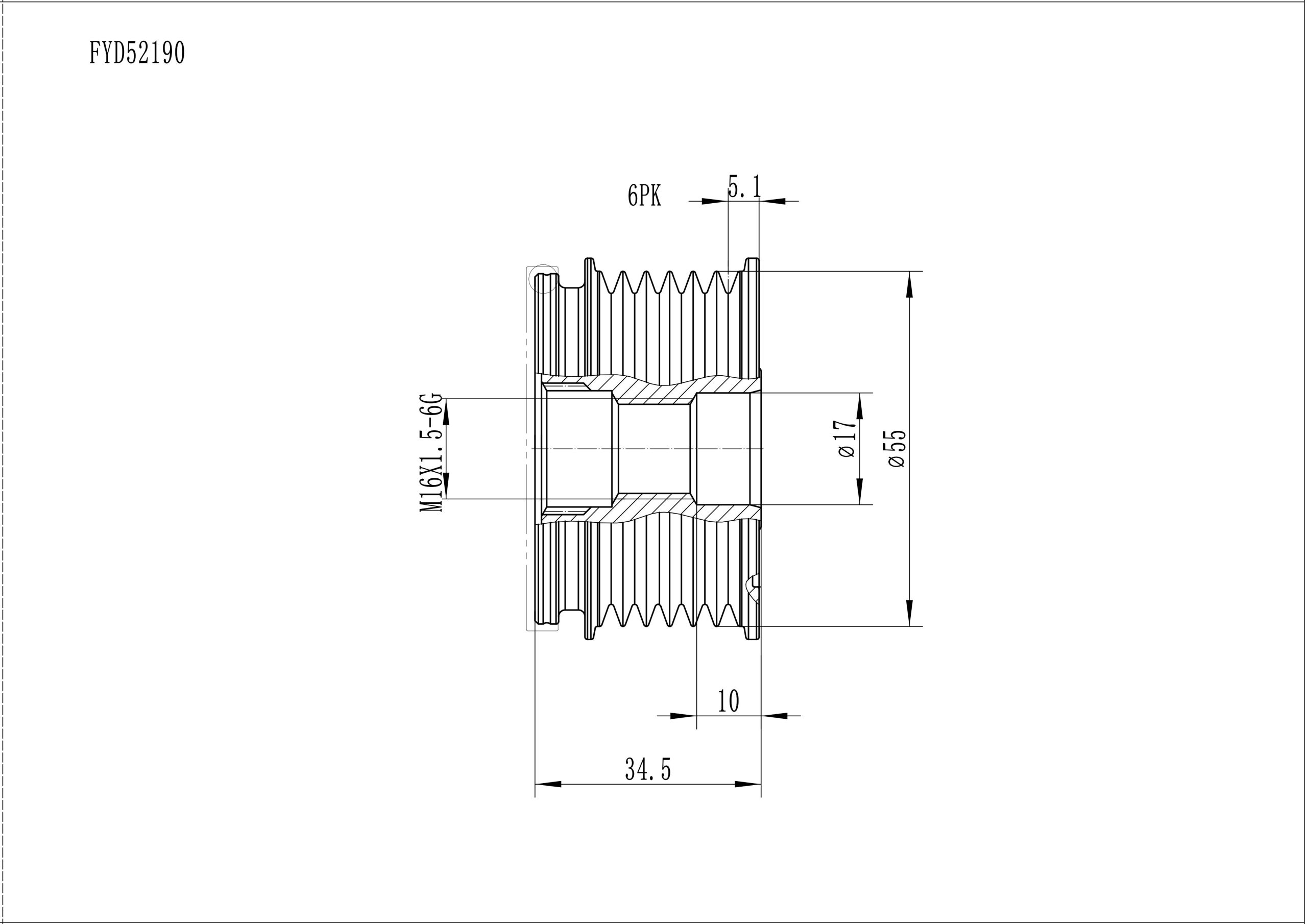 FYD52190 Overrunning Alternator Pulley