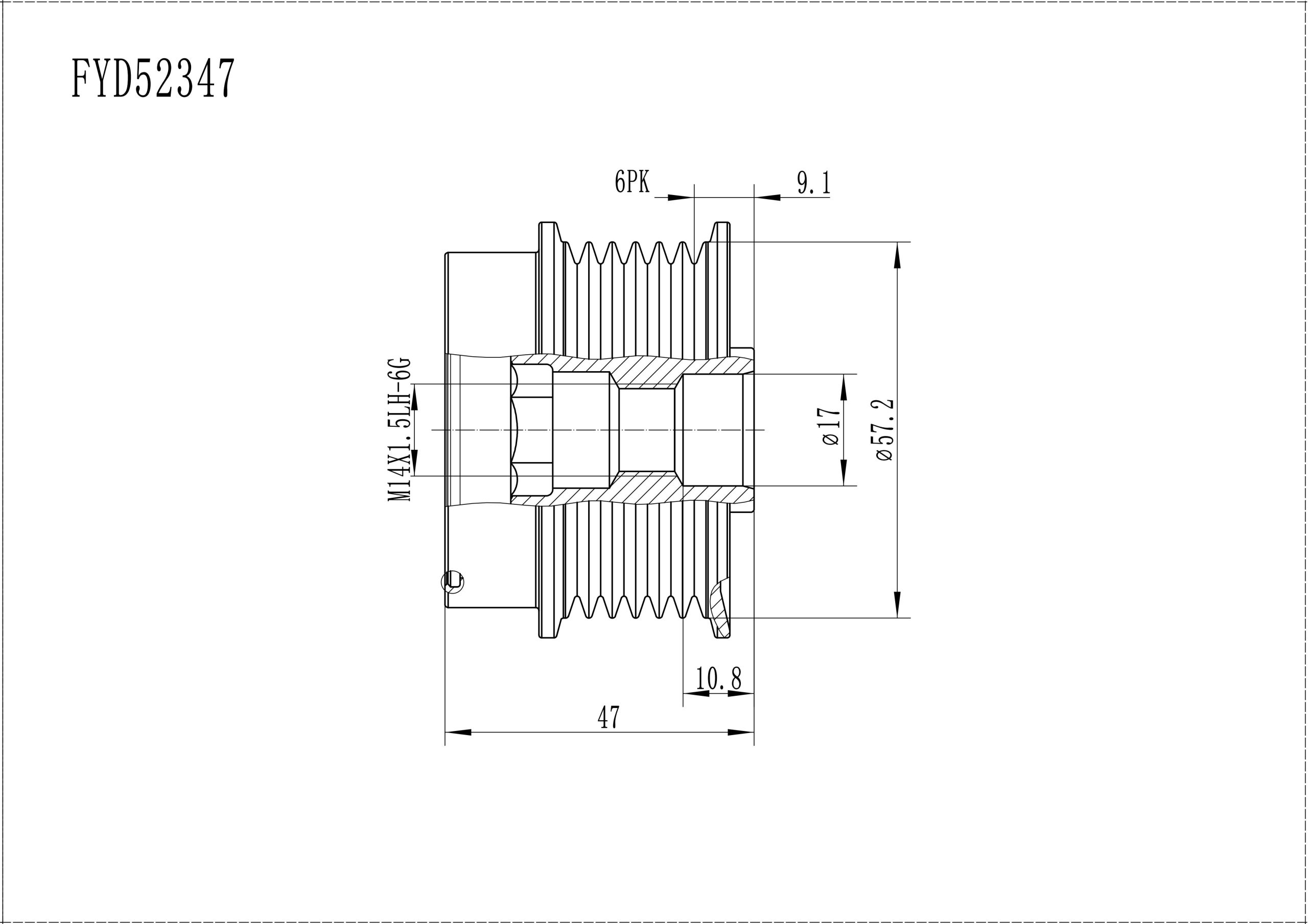 FYD52347 Overrunning Alternator Pulley